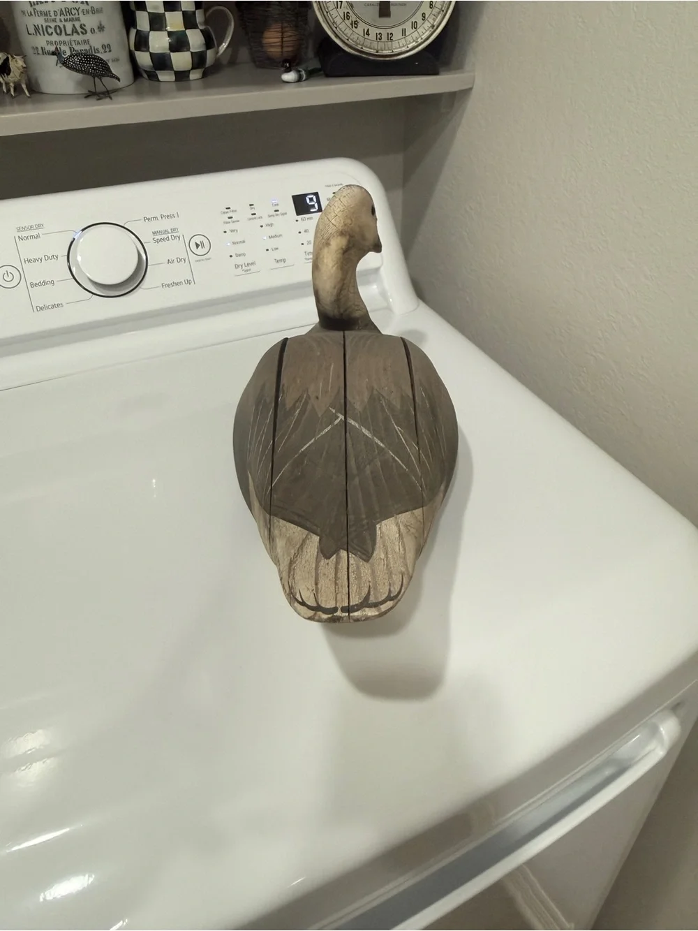 Vintage Robert Capriola Signed Wood Goose Decoy Hand Carved Folk Art